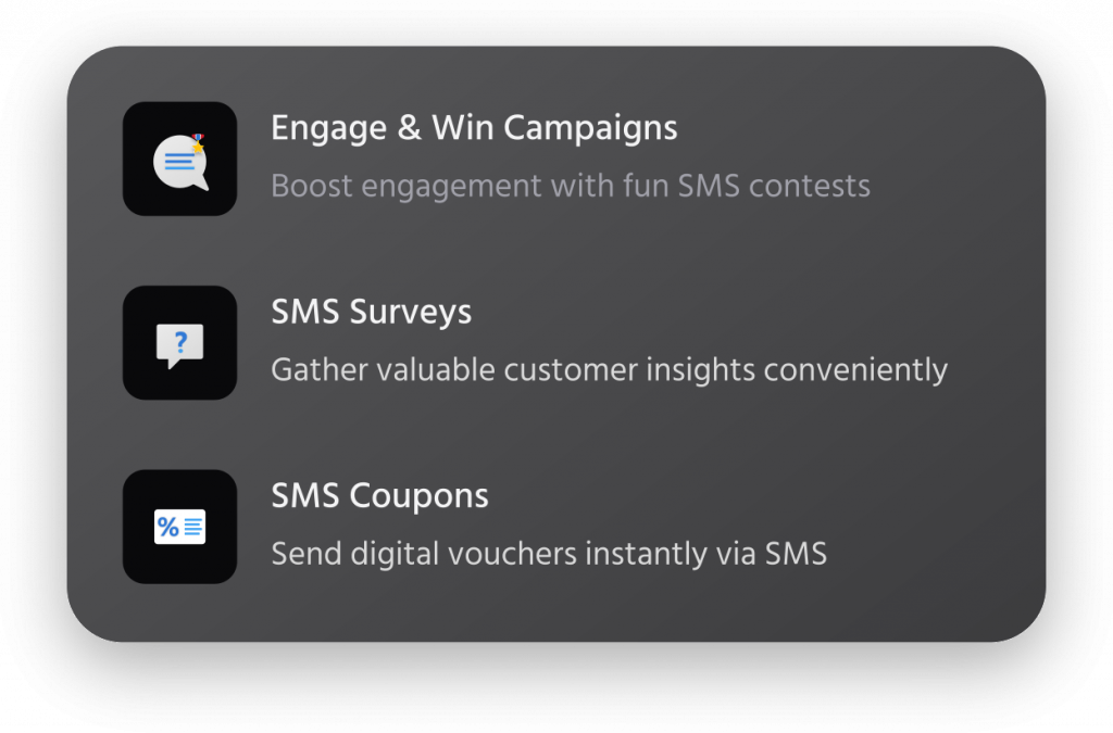 Mocean SMS Messaging Campaign dashboard in the Philippines showcasing features like SMS contests, customer surveys, and digital voucher delivery via SMS coupons.