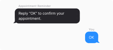 Example of a two-way SMS conversation in the Philippines showing an appointment confirmation powered by Mocean’s SMS Messaging Campaign.
